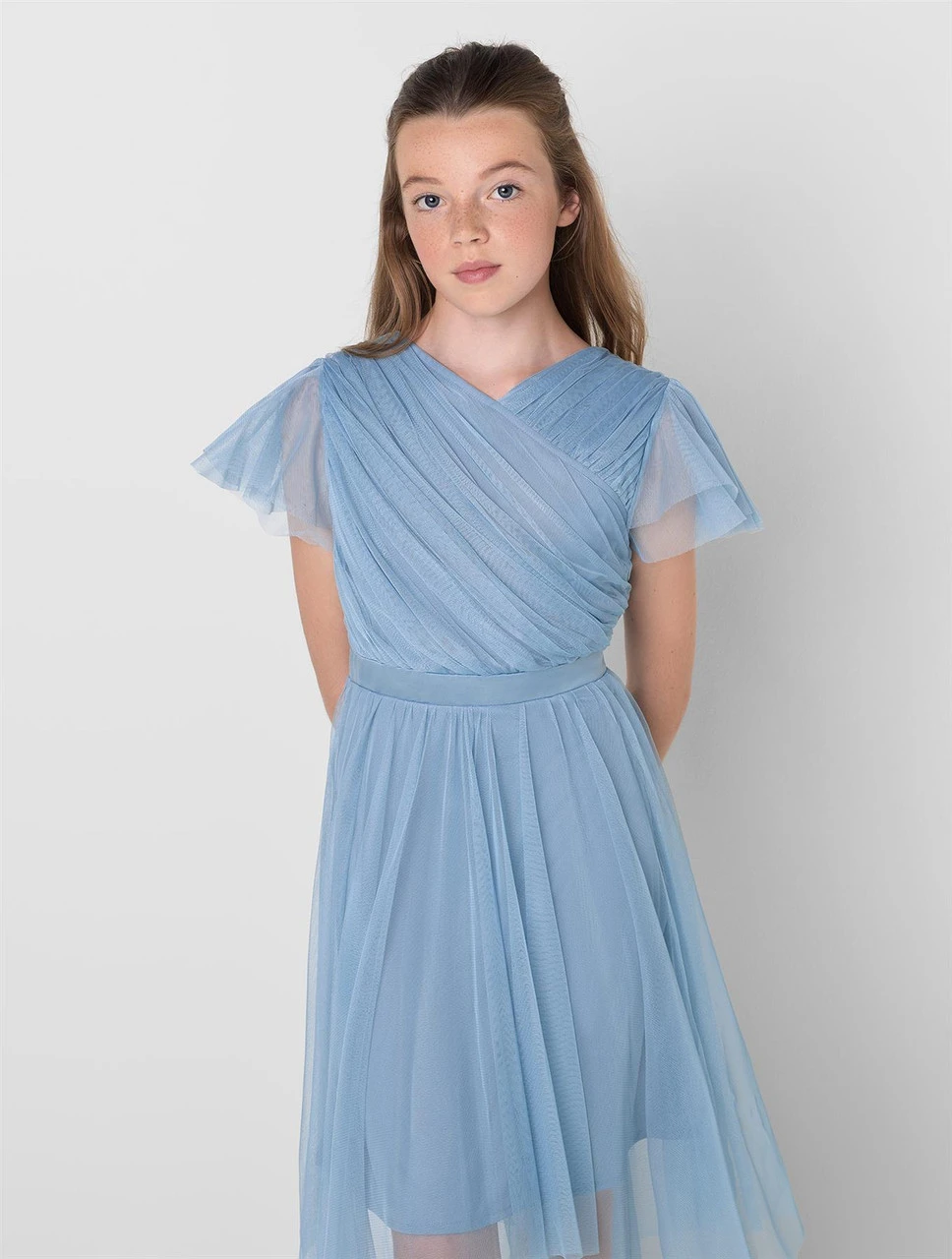 Sustainable Cornflower Blue Flower Girls Dress - Sophie 5 Sustainable Cornflower Blue Flower Girls Dress - Sophie - Image 3