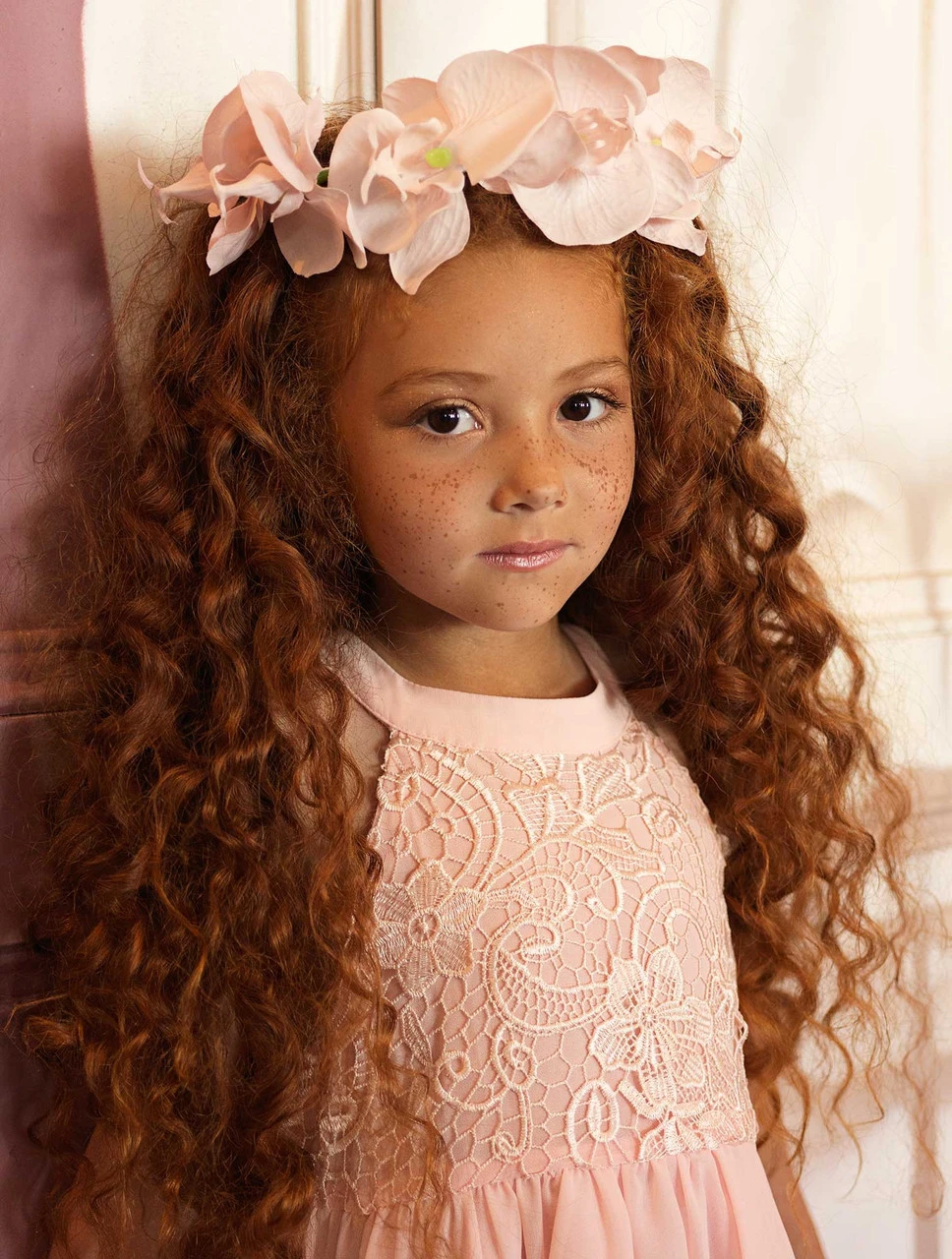 Girls Pale Pink Flower Girl Dress 4 Girls Pale Pink Flower Girl Dress - Image 2