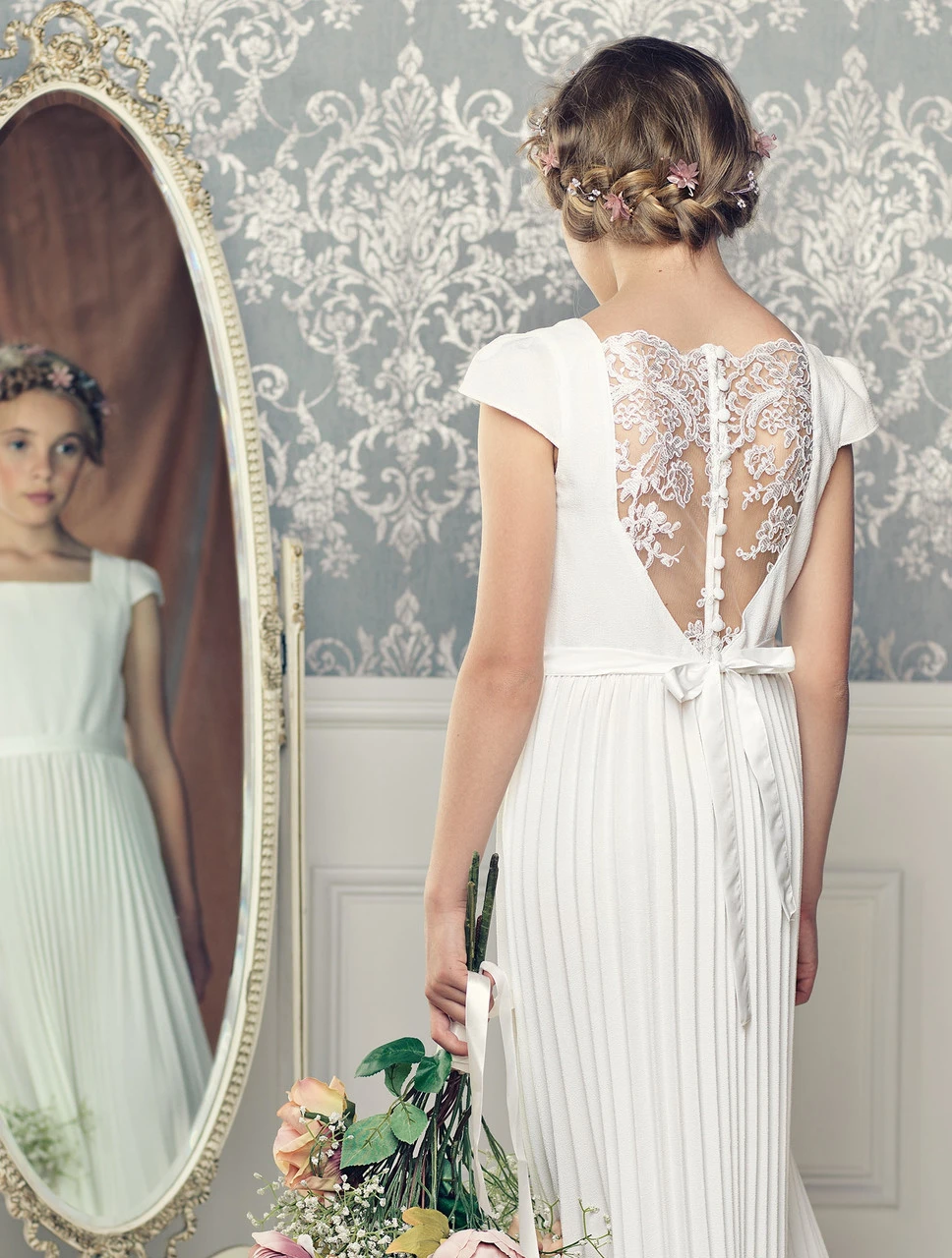 Girls Ivory Party Dress 4 Girls Ivory Party Dress - Image 2