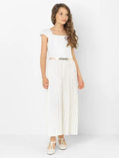 Girls Ivory Dress & Diamond Belt -Stylish Children's Clothing Store violet diamond 19453.1619021468